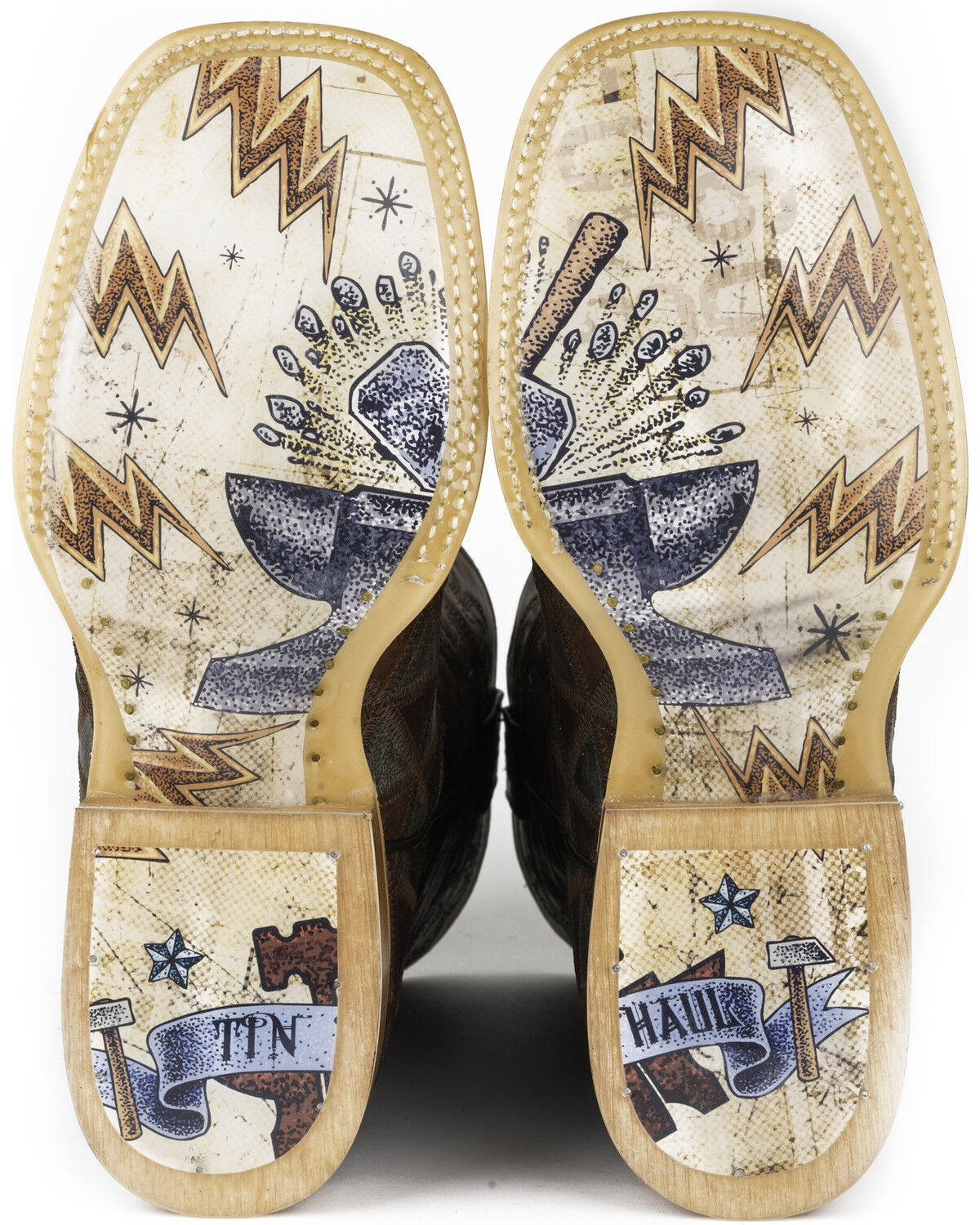 Image #2 - Tin Haul Men's Triangles Western Boots - Square Toe, Brown, hi-res