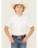 Image #1 - Gibson Trading Co Boys' Solid Short Sleeve Pearl Snap Western Shirt, White, hi-res