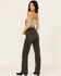 Image #3 - Levi's Premium Women's Static Noise High Rise Ribcage Wide Leg Stretch Denim Jeans, Black, hi-res