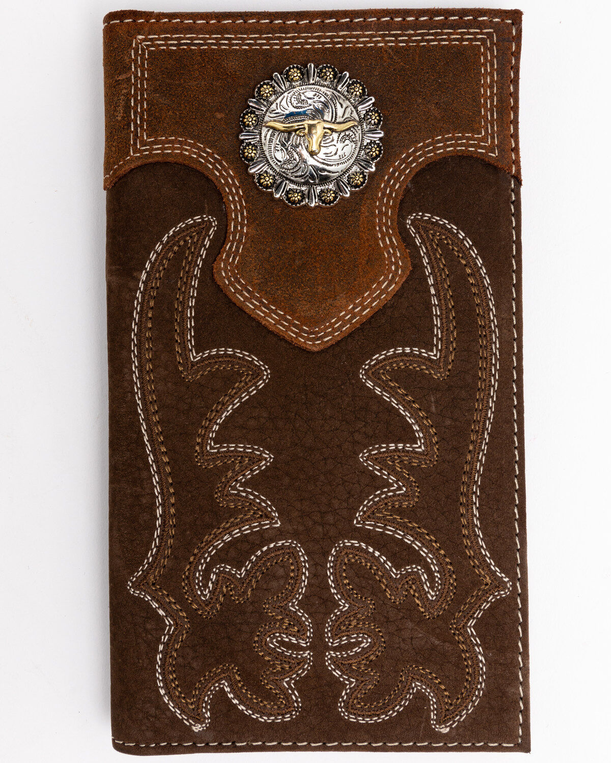 Image #1 - Cody James Men's Boot Stitch Long Horn Leather Checkbook Wallet, Tan, hi-res