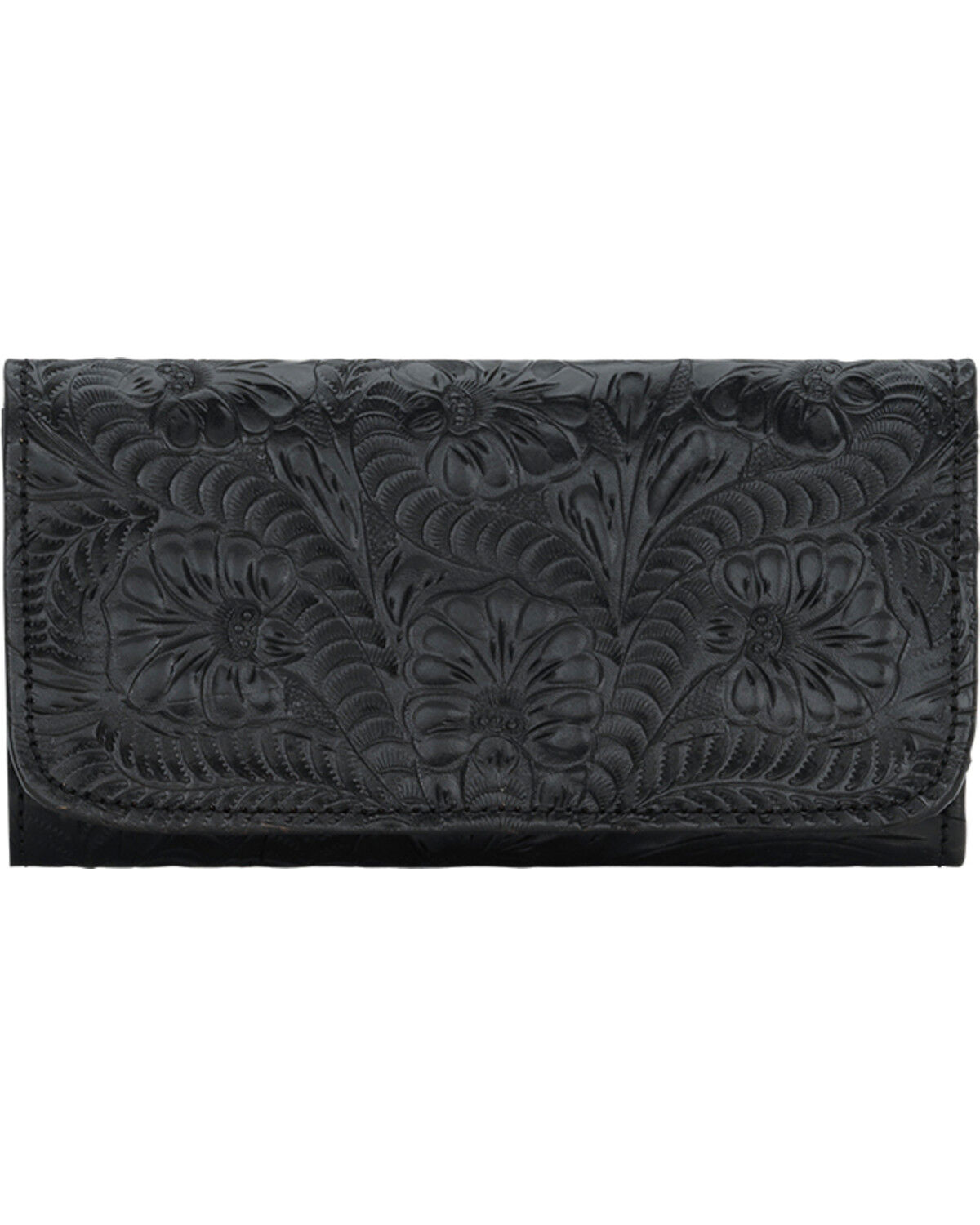 Image #1 - American West Women's Tri-Fold Wallet with Snap Closure, Black, hi-res