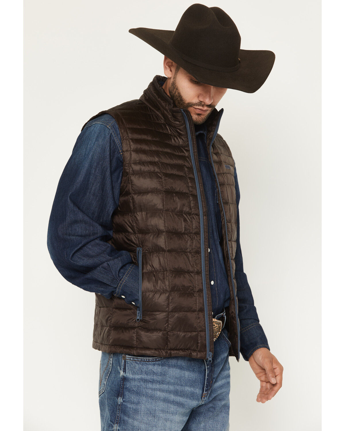 Image #2 - Resistol Men's Cold Bloq Puffer Vest, Brown, hi-res
