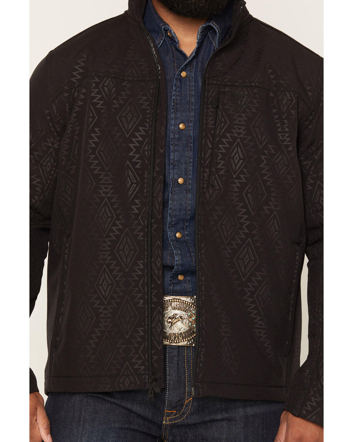 Image #3 - RANK 45&reg; Men's Buck Southwestern Print Softshell Jacket - Tall, Black, hi-res