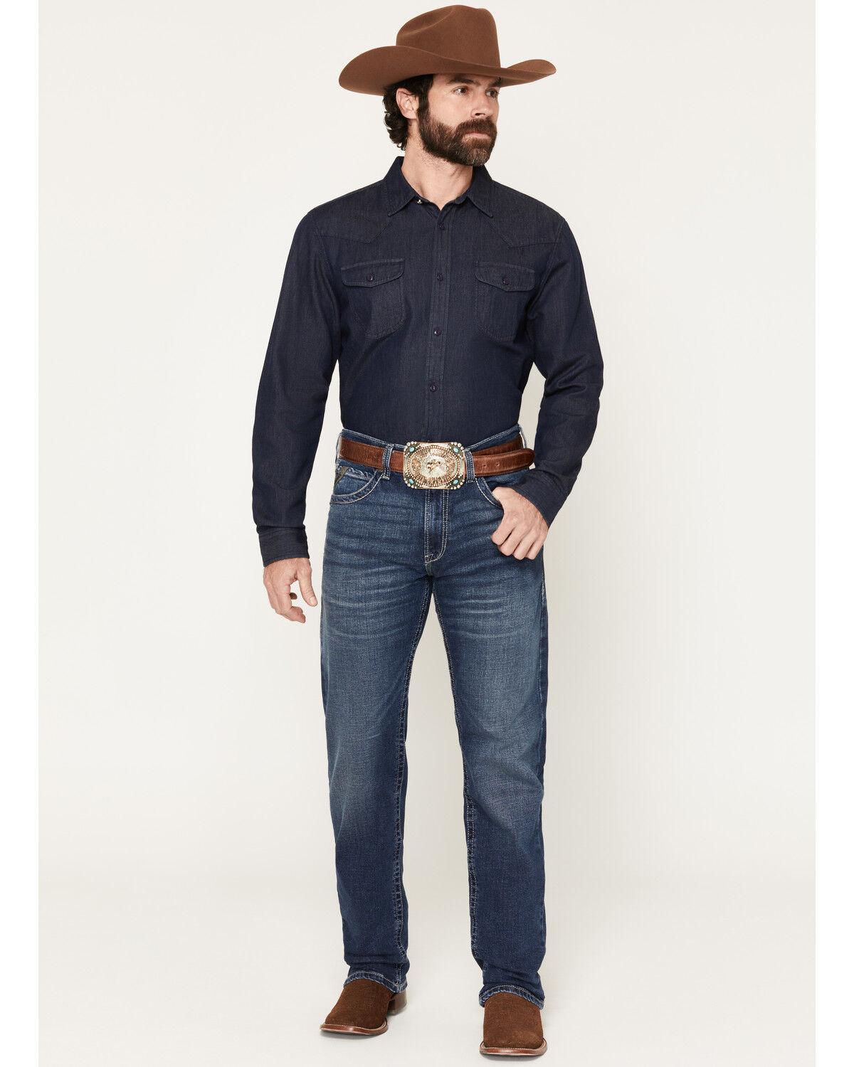 Image #1 - Ariat Men's M2 Kenny Dark Wash Relaxed Straight Stretch Denim Jeans, Dark Wash, hi-res