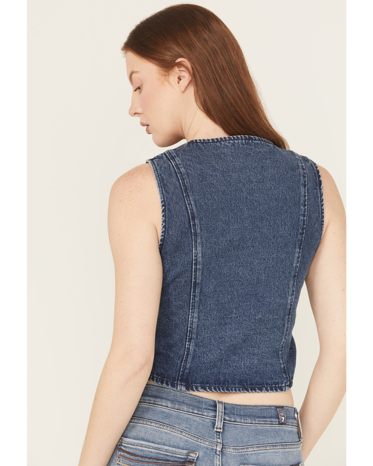 Image #4 - Saints & Hearts Women's Medium Wash Side Tie Button-Down Denim Vest, Medium Wash, hi-res