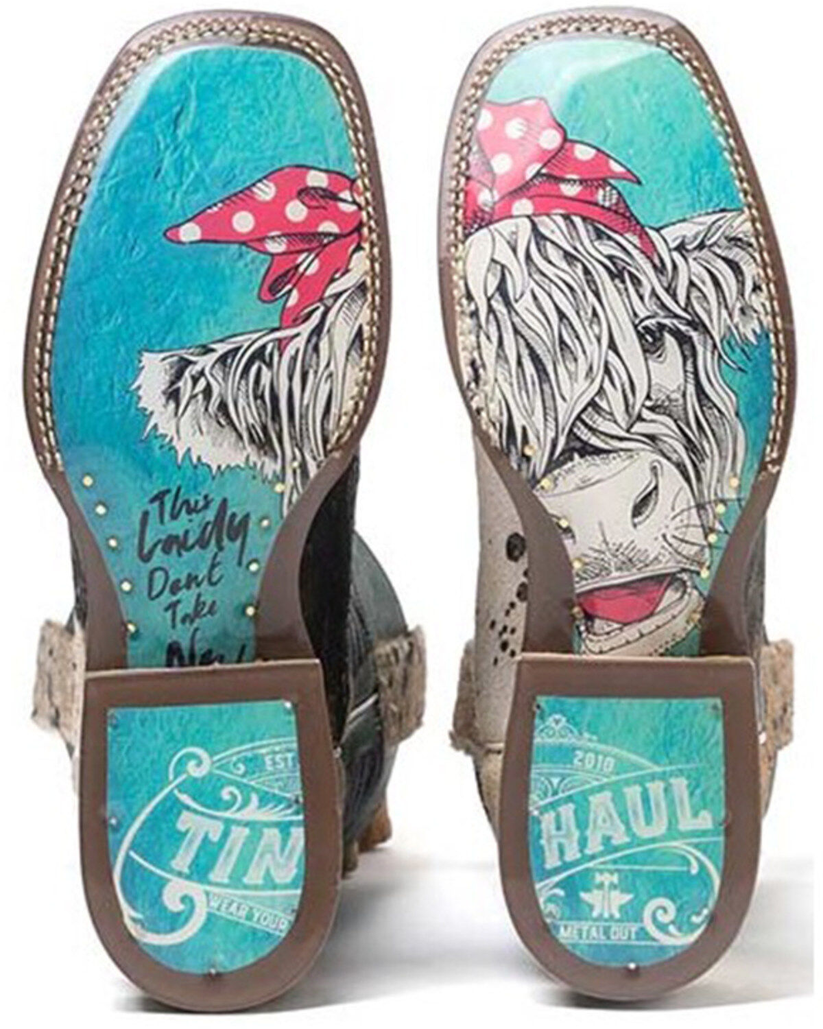 Image #2 - Tin Haul Women's Shaggy Spot Western Boots - Broad Square Toe, White, hi-res