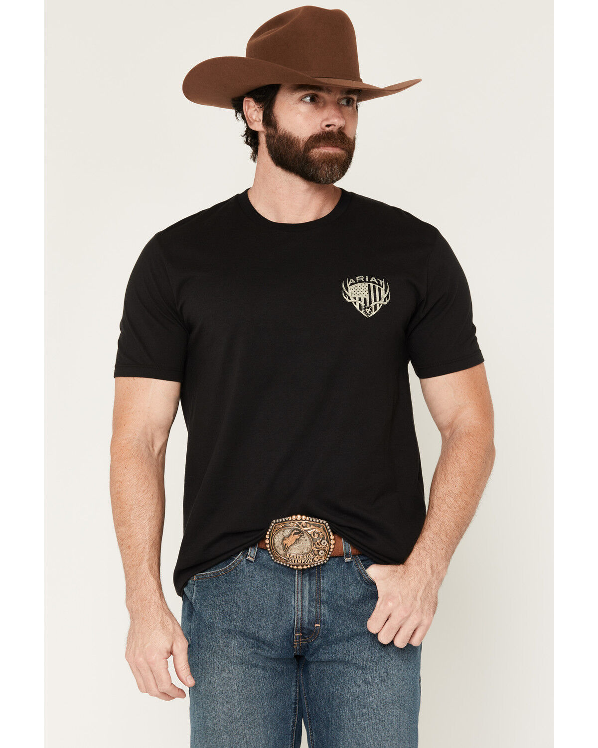 Image #2 - Ariat Men's Euromount Patriot Short Sleeve Graphic T-Shirt, Black, hi-res