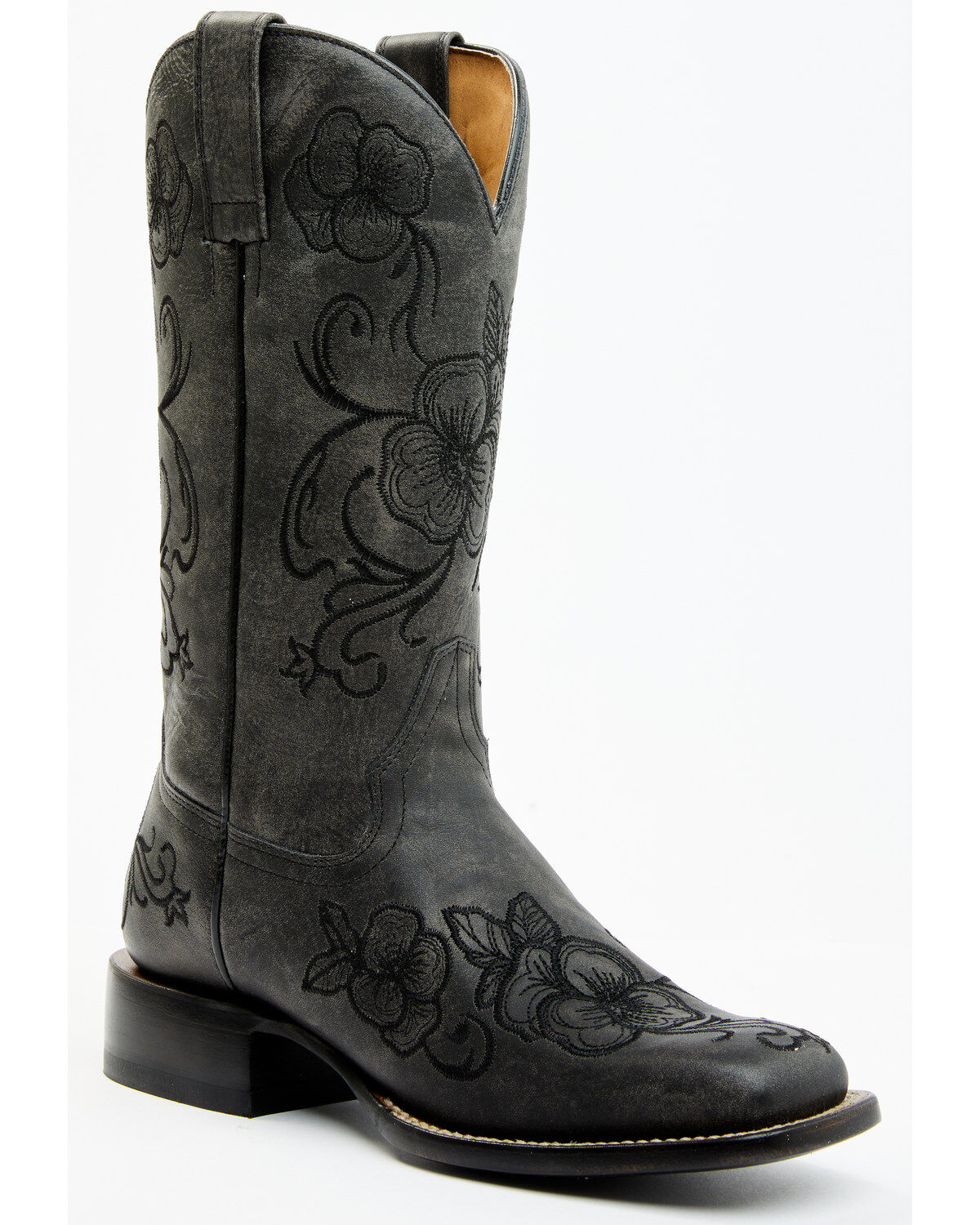 Image #1 - Shyanne Women's Lasy Western Boots - Broad Square Toe, Black, hi-res