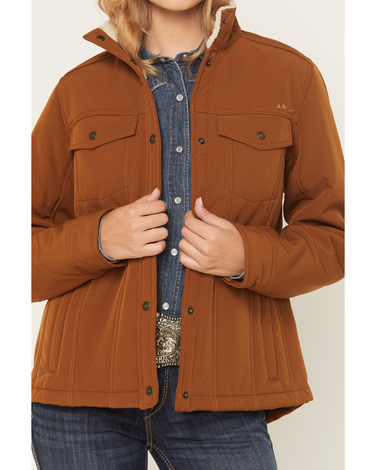Image #3 - Ariat Women's Berber Back Barn Softshell Jacket, Chestnut, hi-res