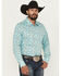 Image #1 - Rock & Roll Denim Men's Paisley Print Long Sleeve Snap Stretch Western Shirt, Turquoise, hi-res