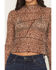 Image #3 - Panhandle Women's Boot Barn Exclusive Leo Leopard Print Long Sleeve Mesh Top, Brown, hi-res
