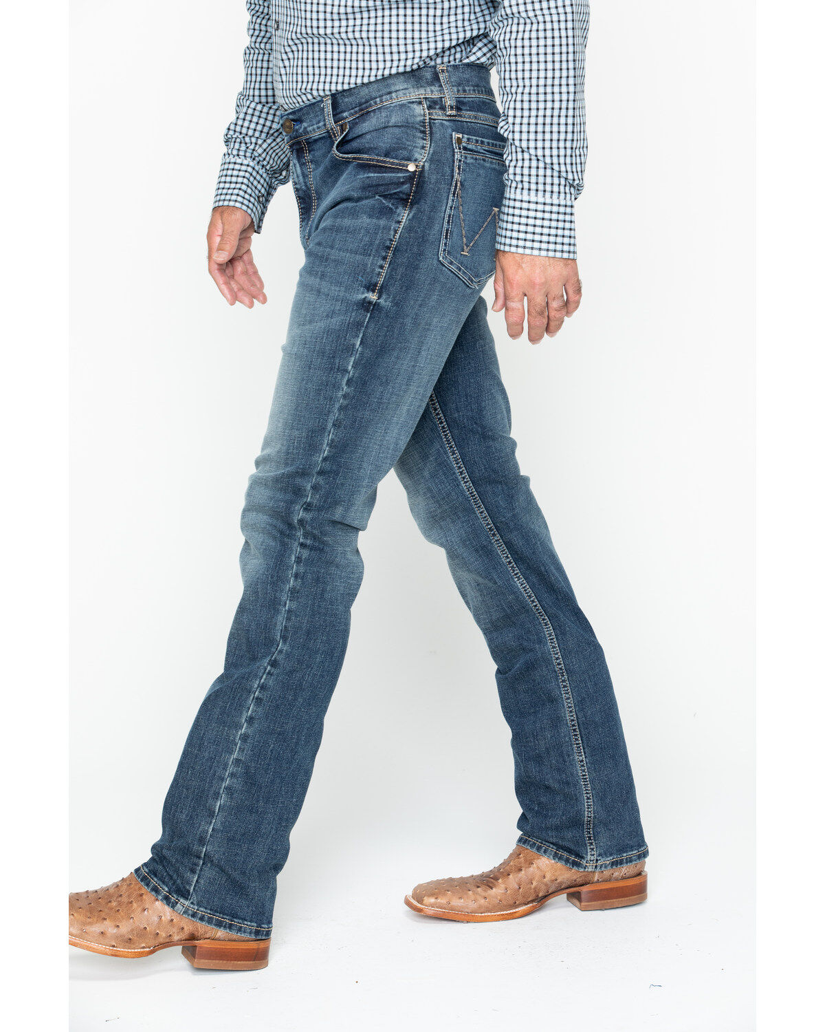 Image #4 - Wrangler Retro Men's Layton Slim Fit Bootcut Jeans - Big, Indigo, hi-res