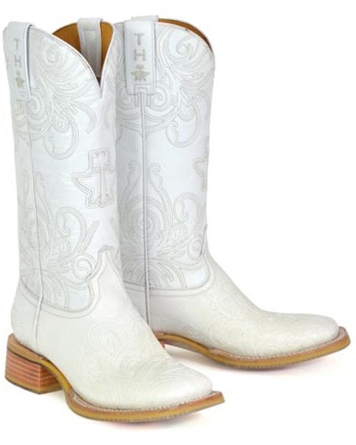 Image #1 - Tin Haul Women's White Wedding Western Boots - Broad Square Toe, White, hi-res