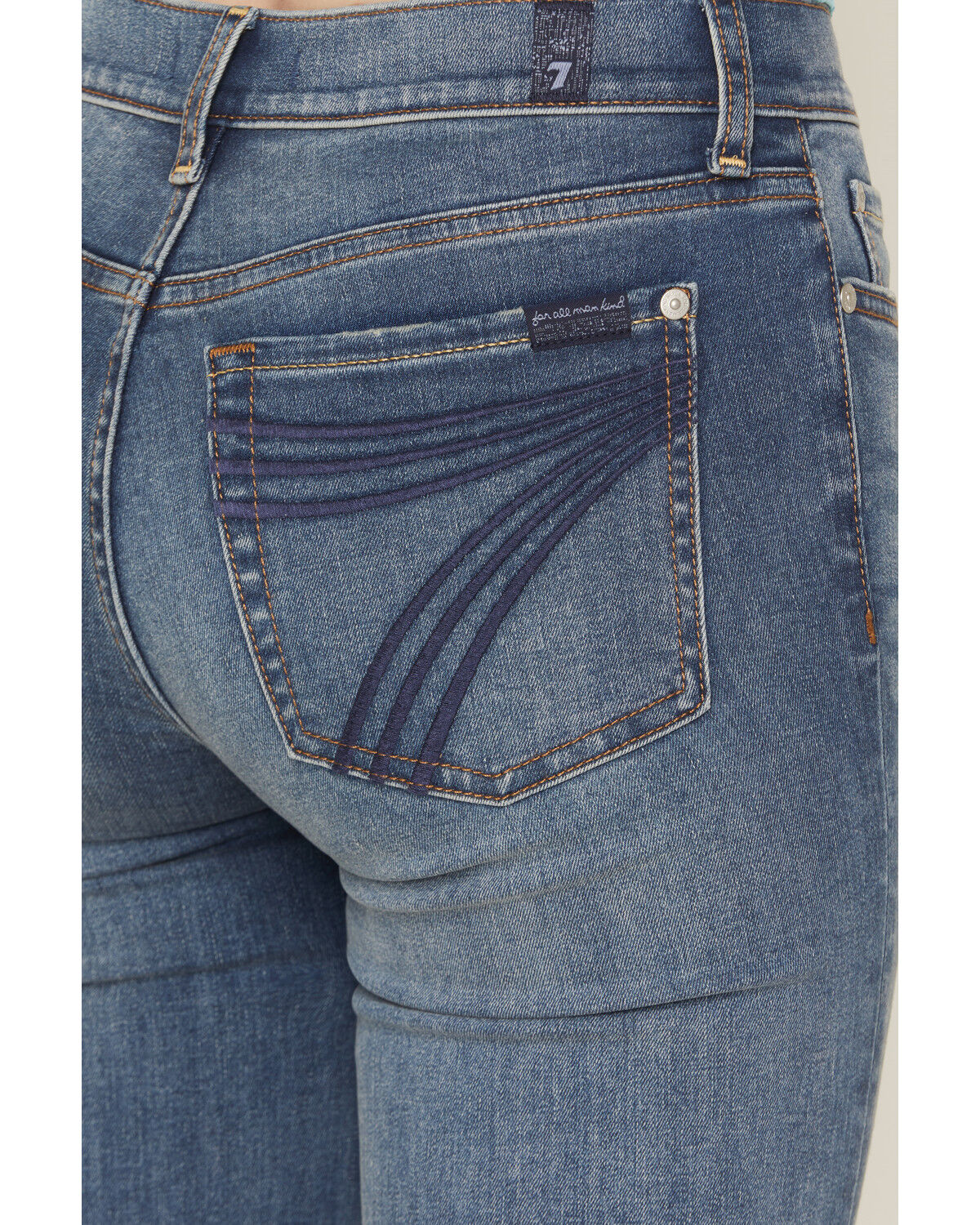 Image #2 - 7 For All Mankind Women's Medium Wash Mid Rise Dojo Wide Jeans, Blue, hi-res