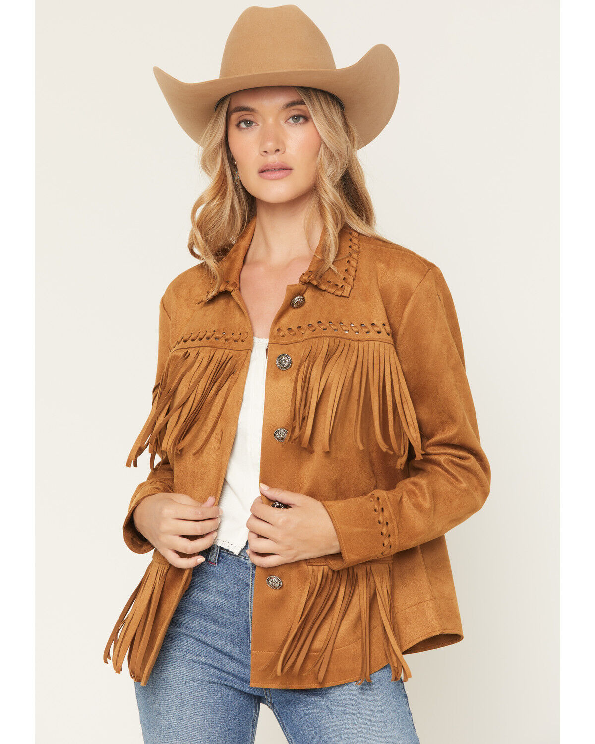 Image #2 - Idyllwind Women's Norton Faux Suede Fringe Shacket, Pecan, hi-res