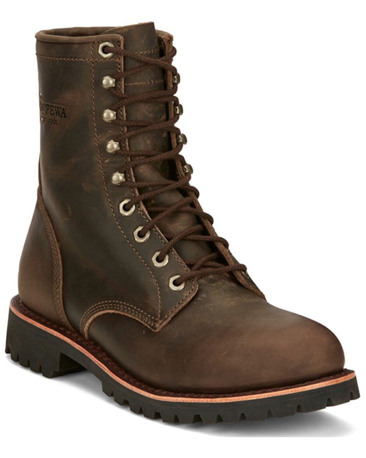 Image #1 - Chippewa Men's Wood Classic 2.0 8" Lace-Up Soft Work Boots - Soft Toe, Bark, hi-res