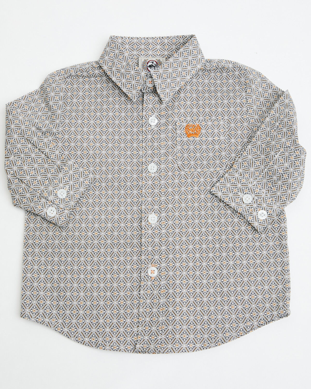Image #1 - Cinch Infant Boys' Geo Print Long Sleeve Button-Down Stretch Western Shirt, White, hi-res