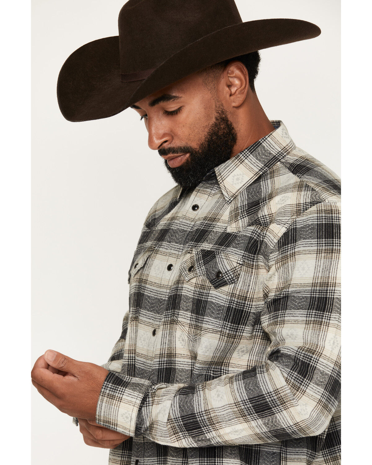 Image #2 - Moonshine Spirit&reg;&nbsp;Men's Wilderness Ridge Plaid Print Long Sleeve Snap Flannel Shirt, Black, hi-res