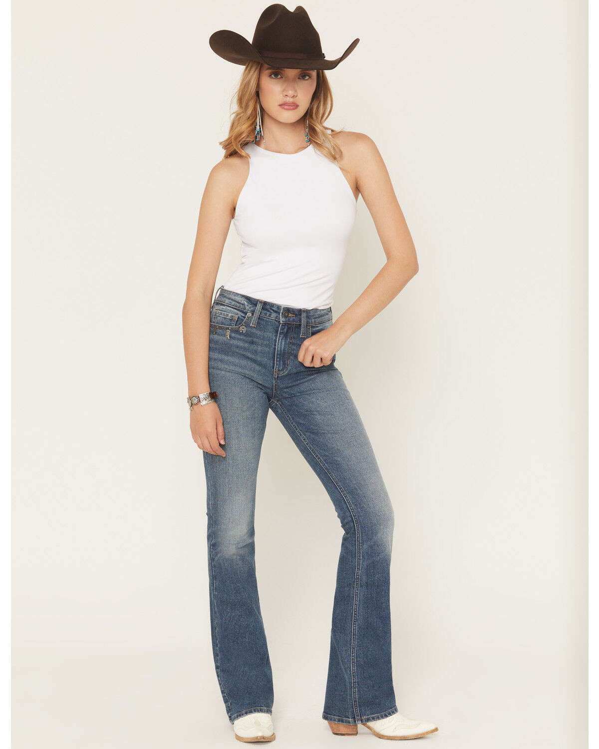 Shyanne Women's Ivy Medium Wash High Rise Bootcut Stretch Denim Jeans, Medium Wash, hi-res
