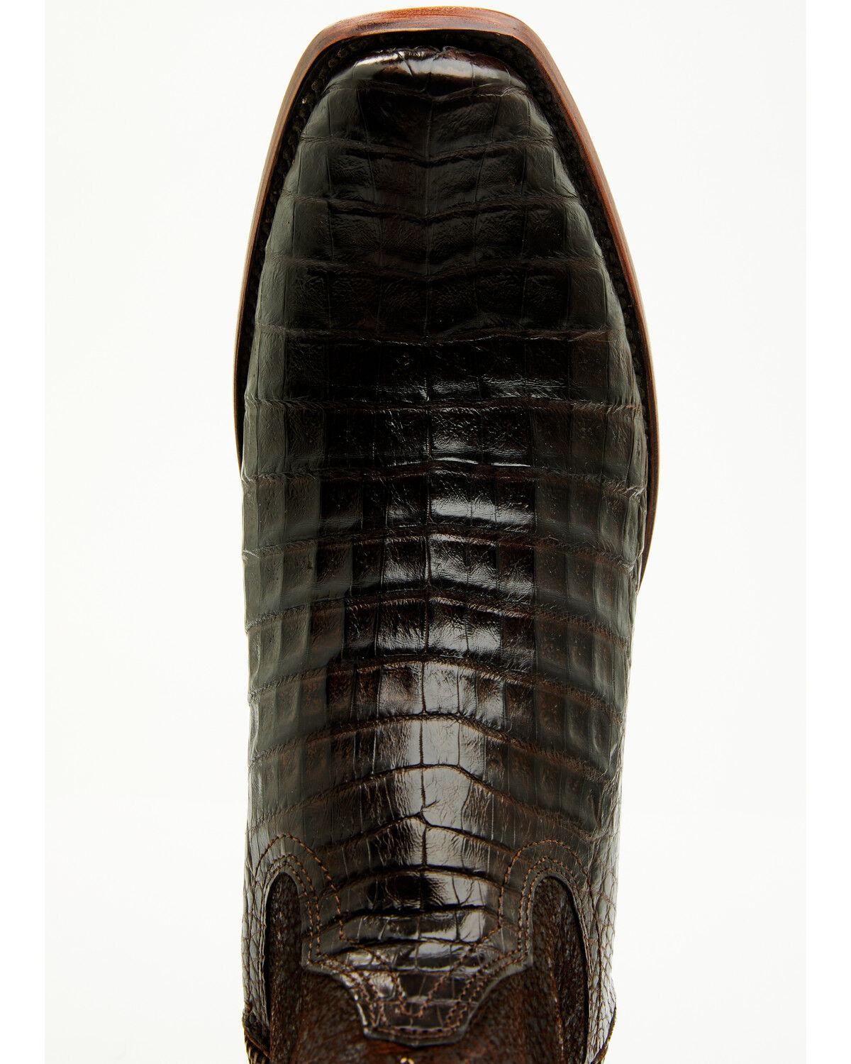 Image #6 - Corral Men's Exotic Caiman Western Booties - Square Toe, Chocolate, hi-res