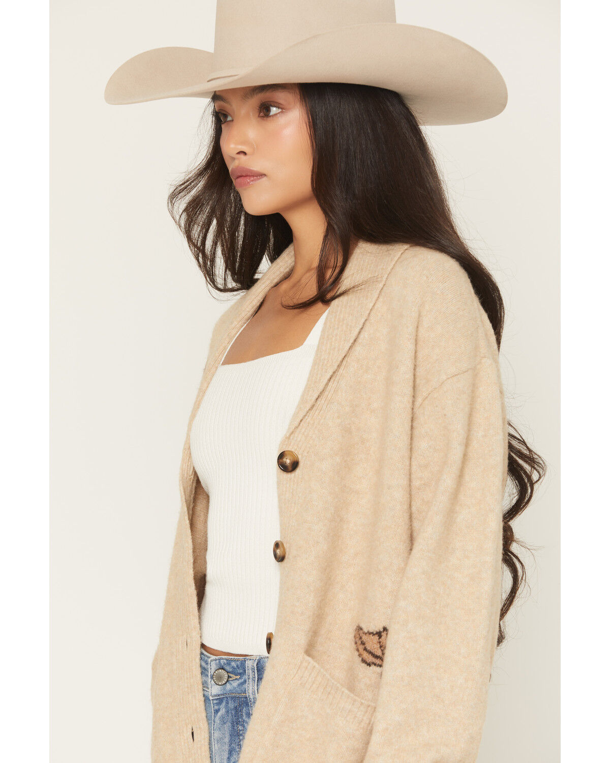 Image #4 - Idyllwind Women's Spartan Horse Cardigan Sweater, Khaki, hi-res