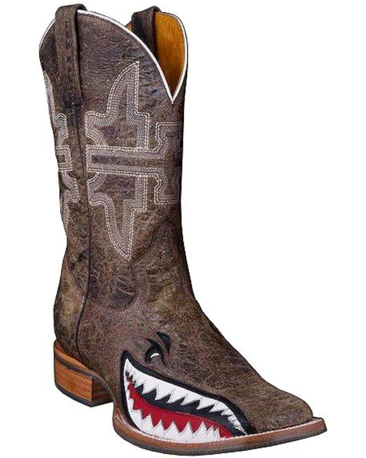 Image #1 - Tin Haul Men's Gnarly Bite Western Boots - Broad Square Toe, Brn Bomber, hi-res