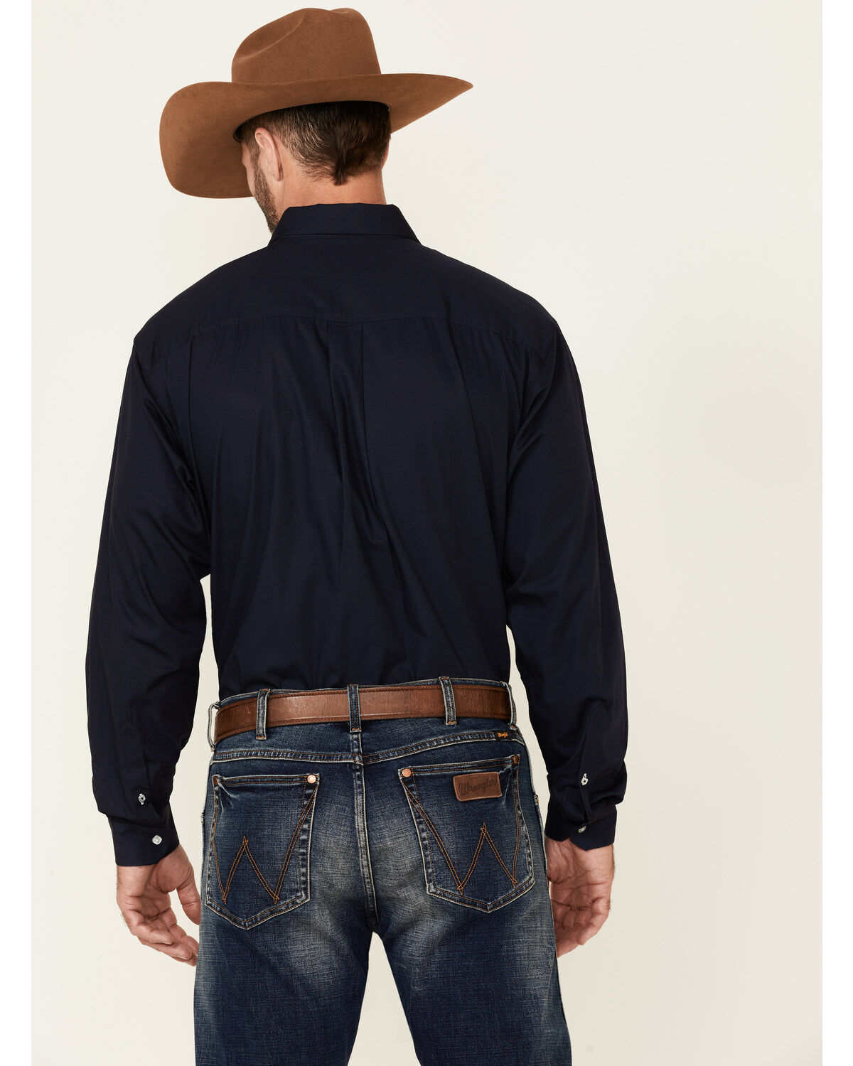 Image #5 - Cinch Men's Navy Solid Western Button Down Shirt, Navy, hi-res