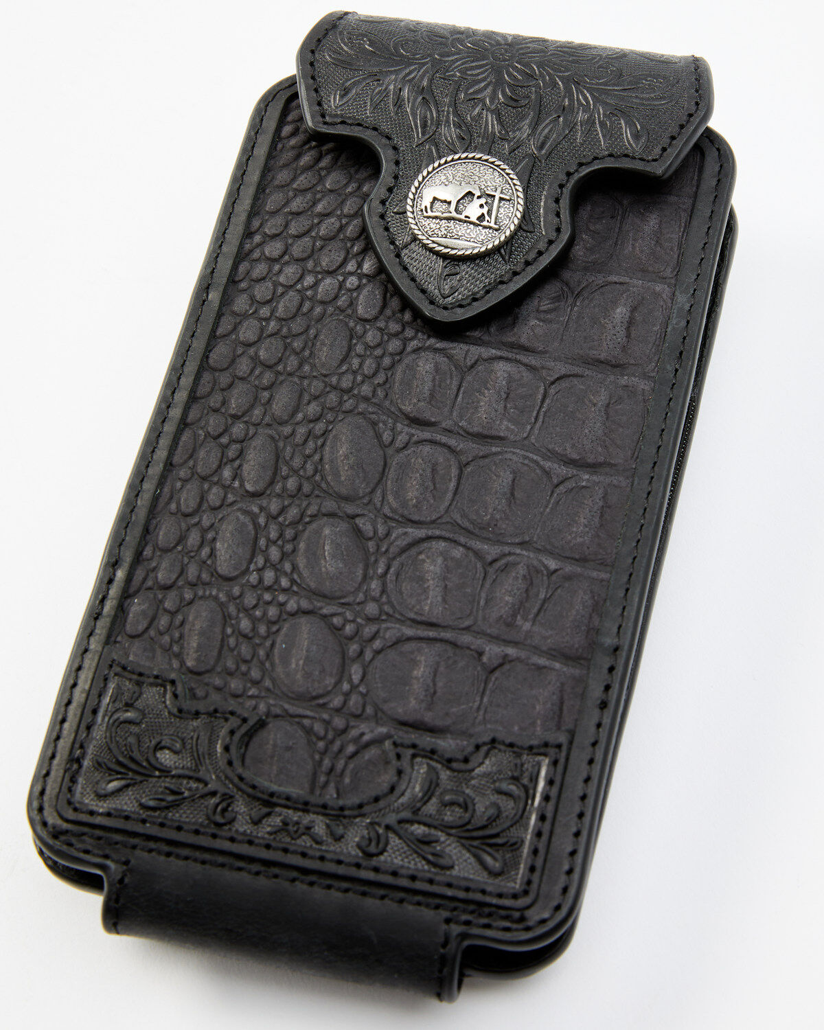 Cody James Men's Crocodile Embossed Cell Phone Case, Black, hi-res
