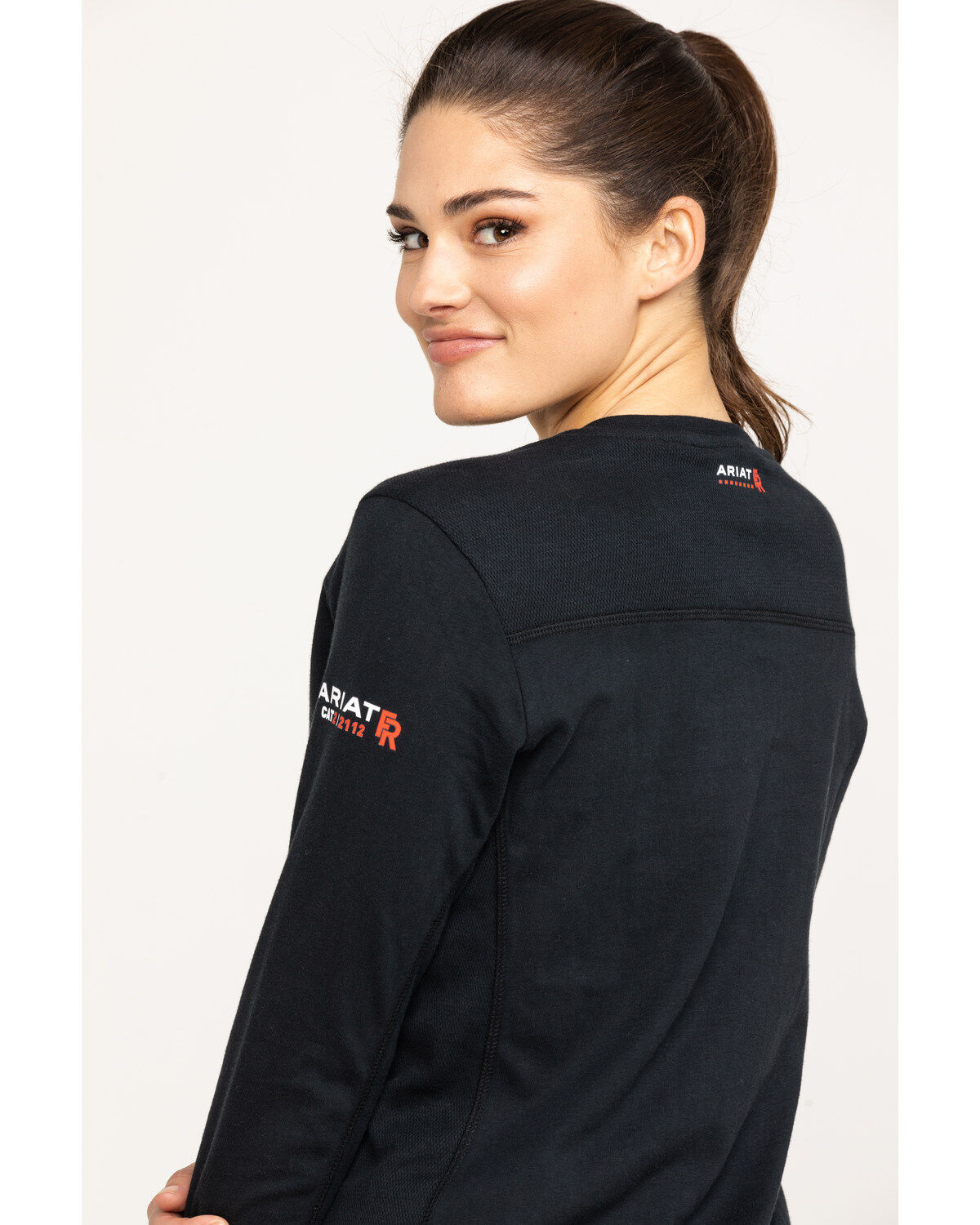 Image #5 - Ariat Women's FR AC Long Sleeve Work Top, Black, hi-res