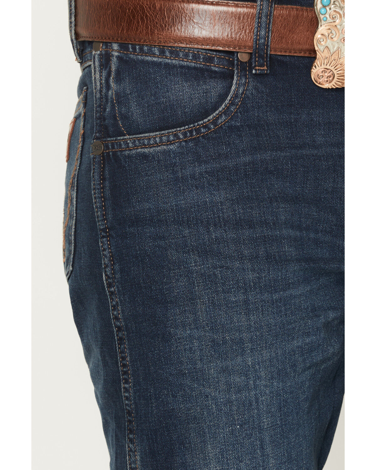 Image #2 - Wrangler Retro Men's 77MWZ Oakdale Slim Bootcut Stretch Denim Jeans, Dark Blue, hi-res
