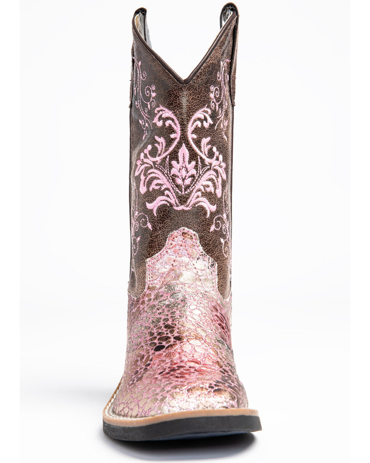 Image #4 - Shyanne Girls' Aria Faux Leather Western Boots - Square Toe, Pink, hi-res