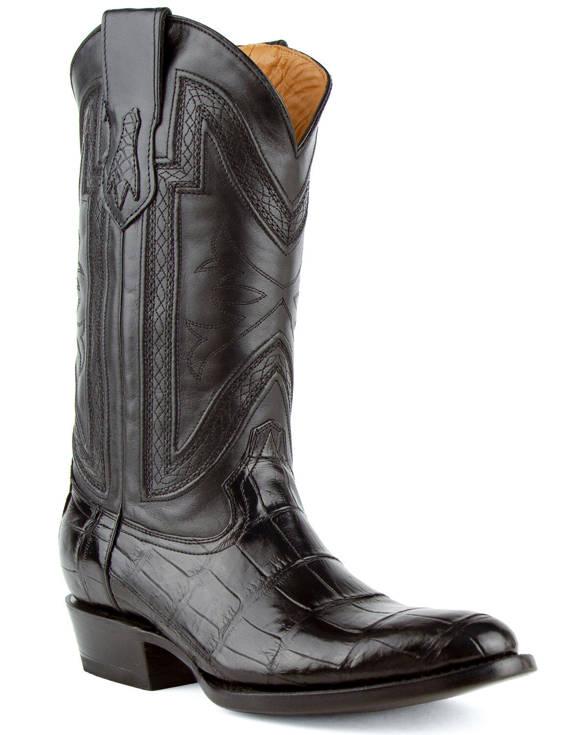 Image #1 - Ferrini Men's Alligator Belly Exotic Western Boots - Round Toe, Black, hi-res
