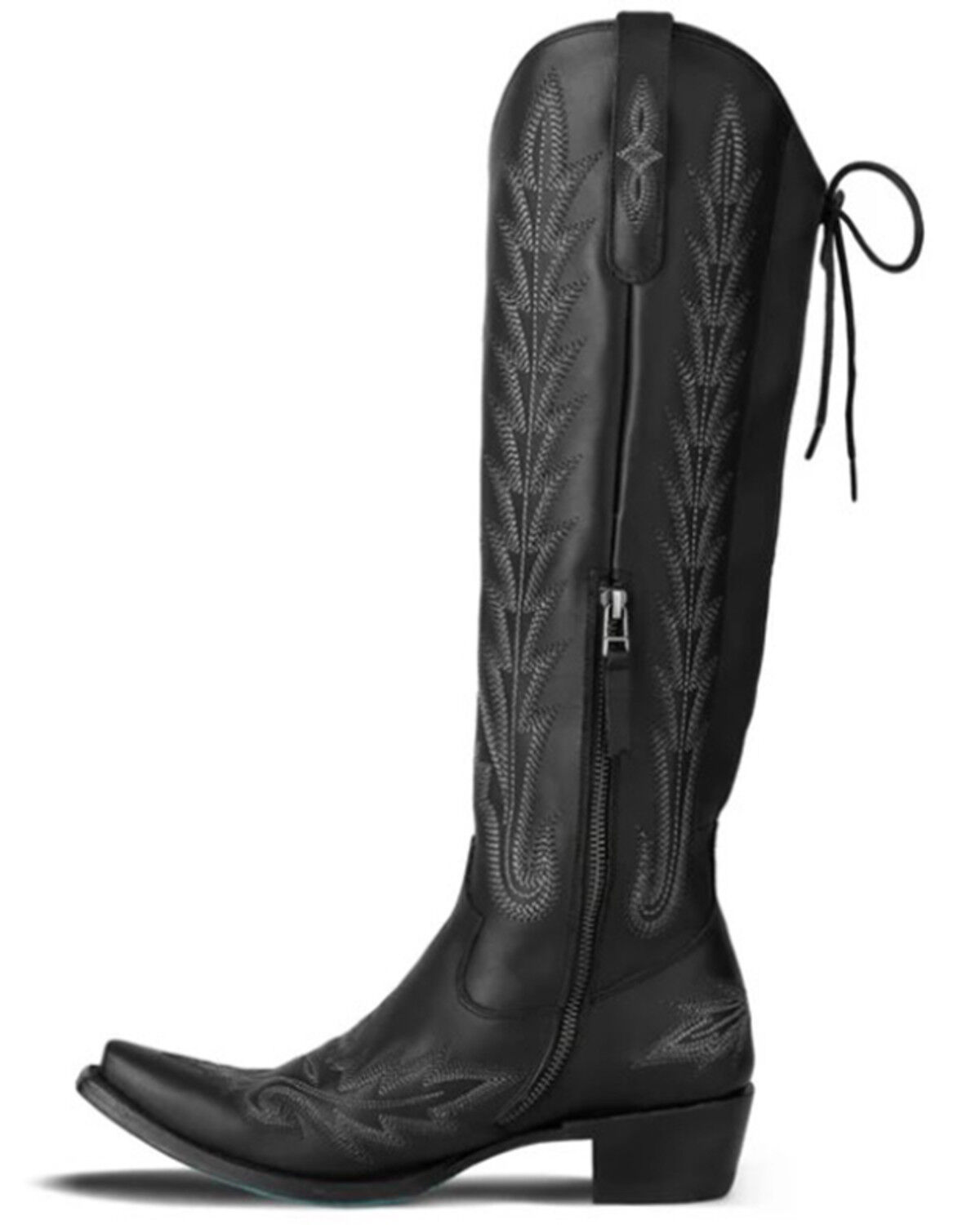 Image #3 - Lane Women's Lexington Knee High Corset Western Boots - Snip Toe, Jet Black, hi-res