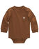 Image #1 - Carhartt Infant Boys' Logo Pocket Long Sleeve Onesie, Medium Brown, hi-res