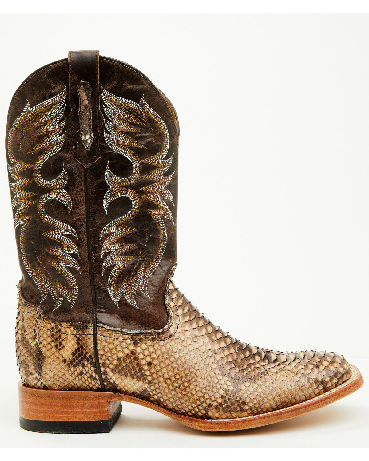 Image #2 - Cody James Men's Exotic Python Western Boots - Broad Square Toe, Dark Brown, hi-res