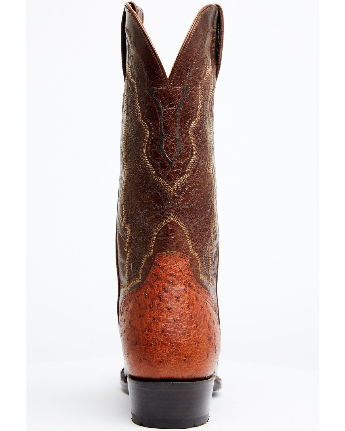 Image #5 - El Dorado Men's Exotic Full-Quill Ostrich Skin Western Boots - Round Toe, Cognac, hi-res