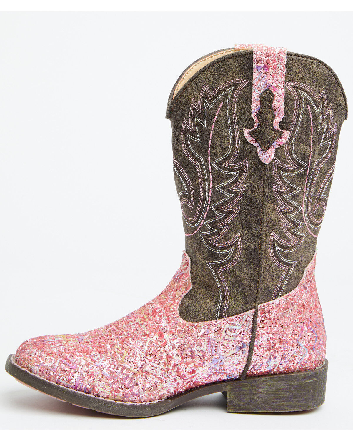 Image #3 - Roper Little Girls' Glitter Southwest Western Boots - Square Toe, Pink, hi-res
