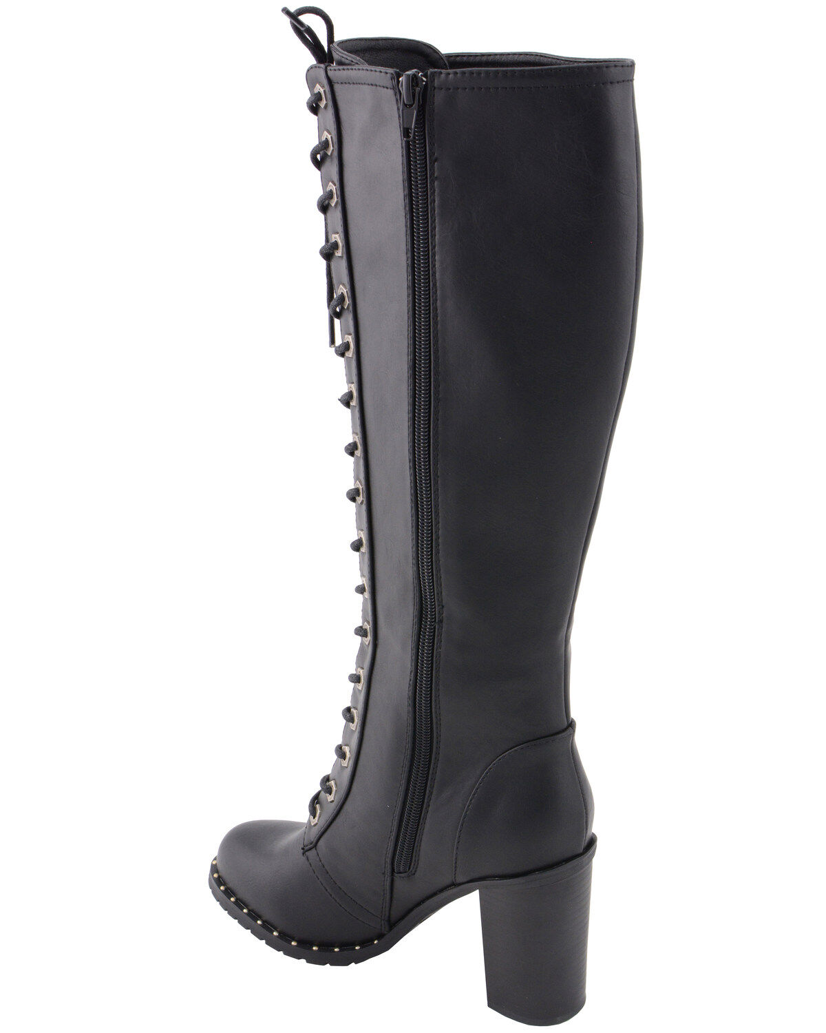 Image #9 - Milwaukee Leather Women's Lace To Toe Boots - Round Toe, Black, hi-res
