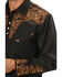 Image #2 - Scully Men's Embroidered Gunfighter Long Sleeve Snap Western Shirt, Black, hi-res