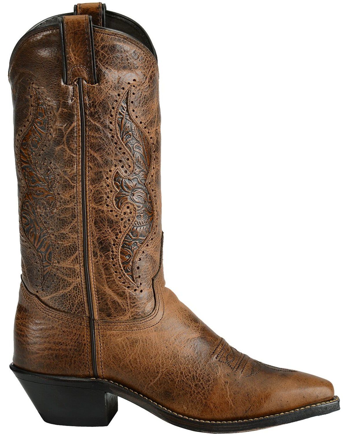 Image #2 - Abilene Women's 11" Tooled Inlay Western Boots, Brown, hi-res