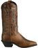 Image #2 - Abilene Women's 11" Tooled Inlay Western Boots, Brown, hi-res