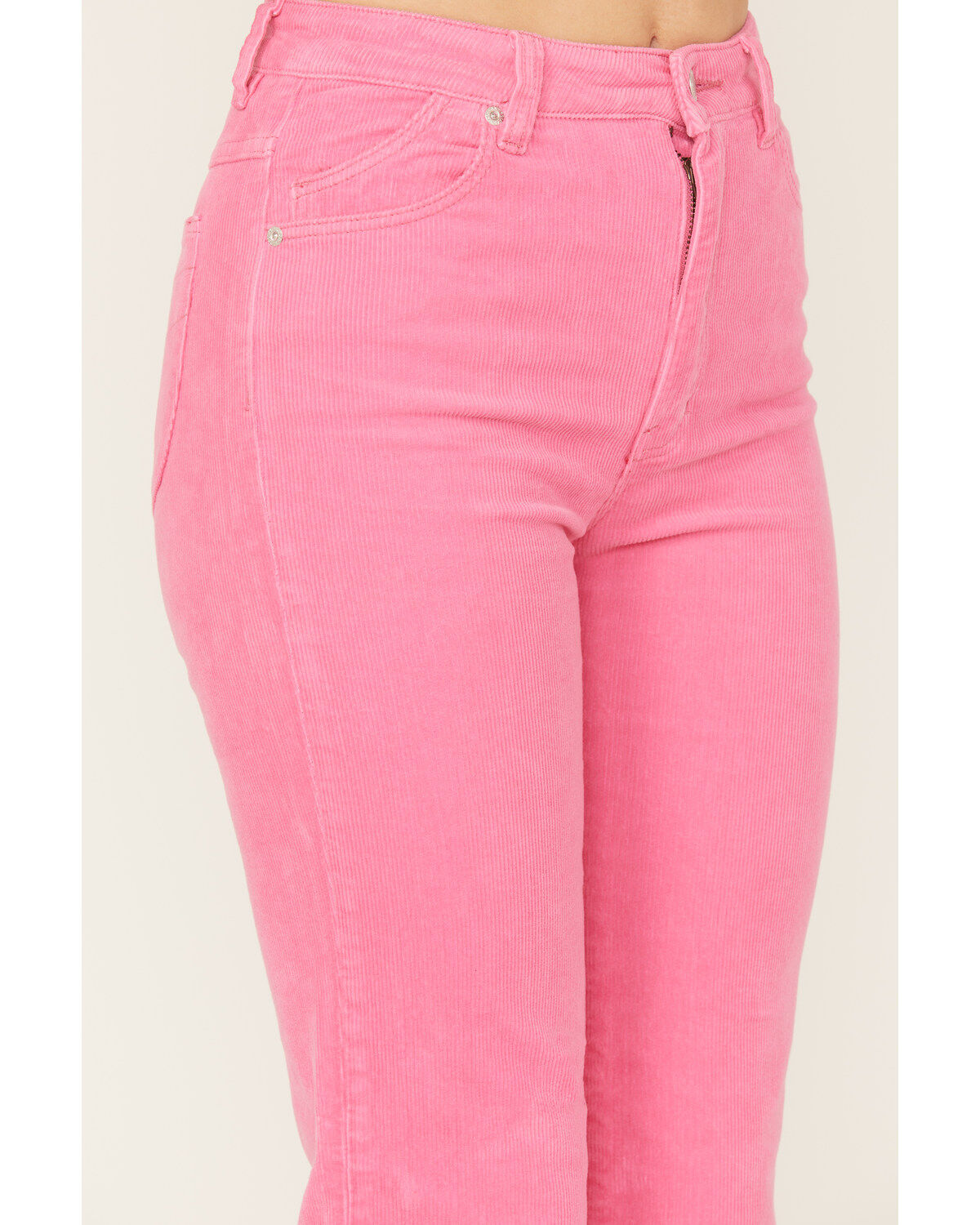 Image #2 - Rolla's Women's Mid Rise Thin Wale Corduroy Stretch Straight Jeans, Pink, hi-res
