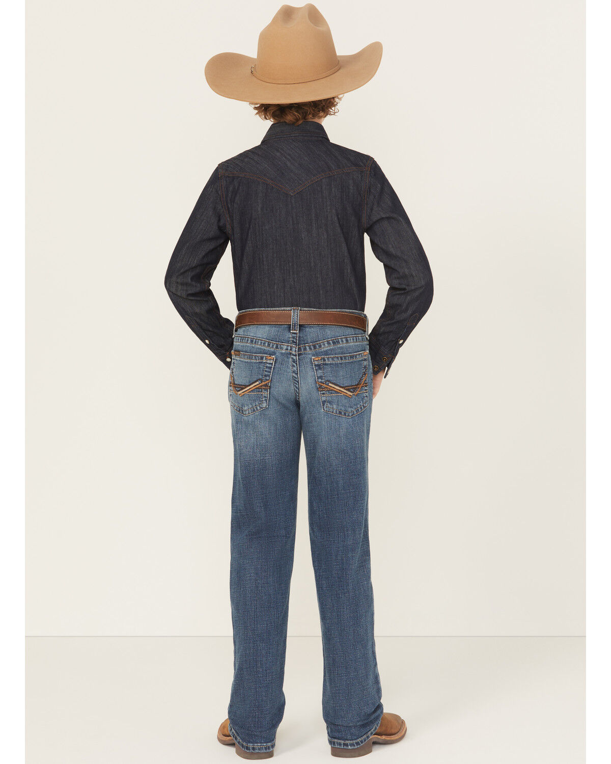 Image #3 - Ariat Boys' B5 Bennet Dark Wash Slim Straight Stretch Denim Jeans, Dark Wash, hi-res