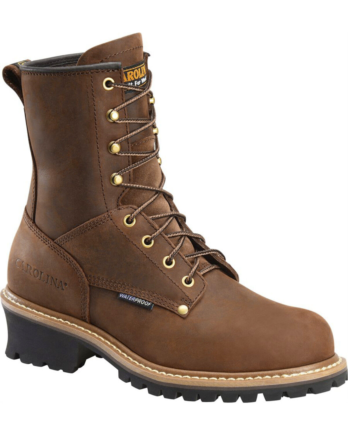 Carolina Men's Logger 8" Work Boots, Brown, hi-res