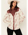 Image #2 - Panhandle Women's Western Print Long Sleeve Pearl Snap Western Shirt, Cream, hi-res