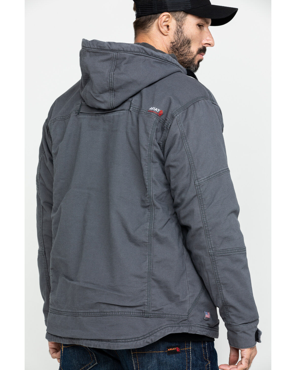 Image #2 - Ariat Men's FR Duralight Stretch Canvas Work Jacket, Grey, hi-res