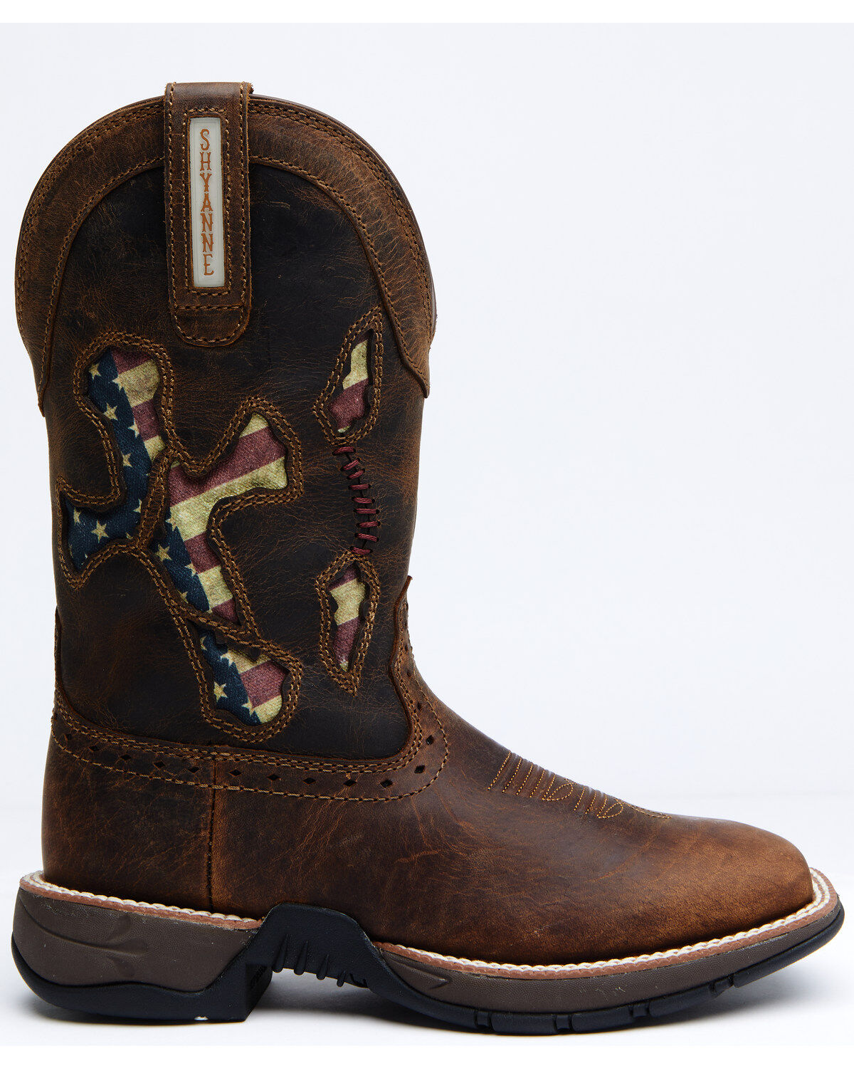 Image #2 - RANK 45&reg; Women's Lite Flag Western Performance Boots - Broad Square Toe, Brown, hi-res