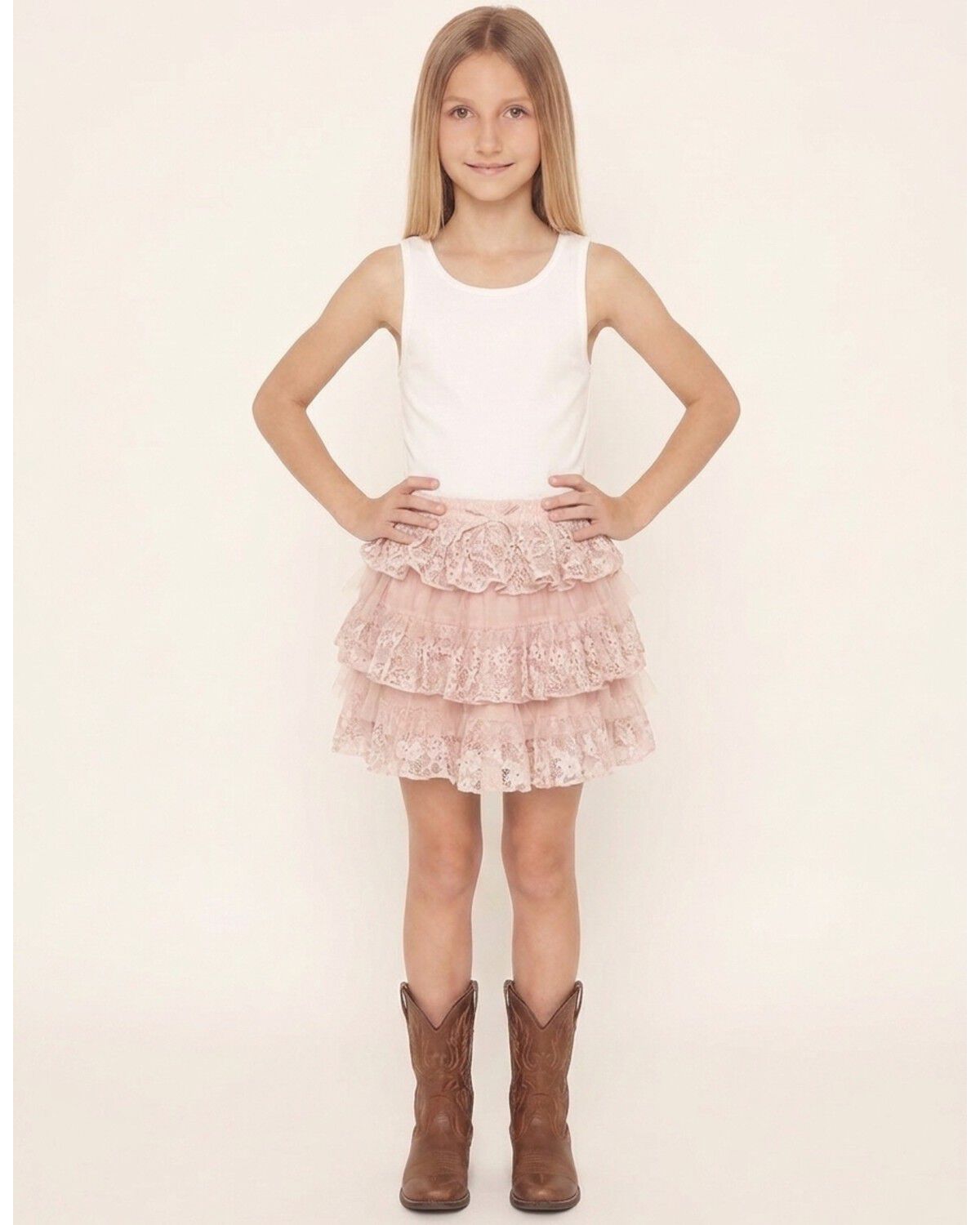 Image #1 - Shyanne Girls' Lace Ruffle Skort, Pink, hi-res
