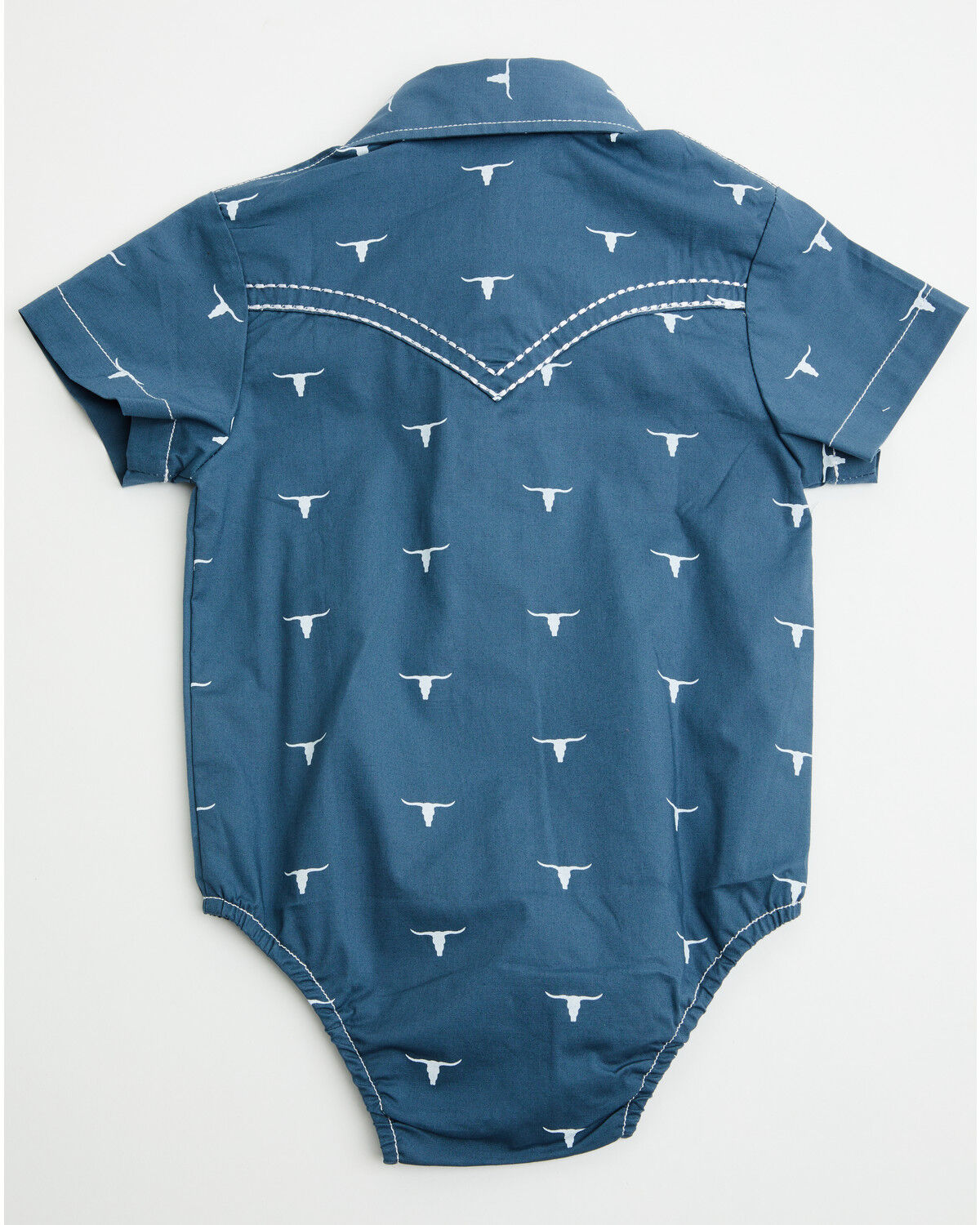 Image #3 - Cowboy Hardware Infant Boys' Scattered Skull Short Sleeve Pearl Snap Stretch Onesie, Blue, hi-res