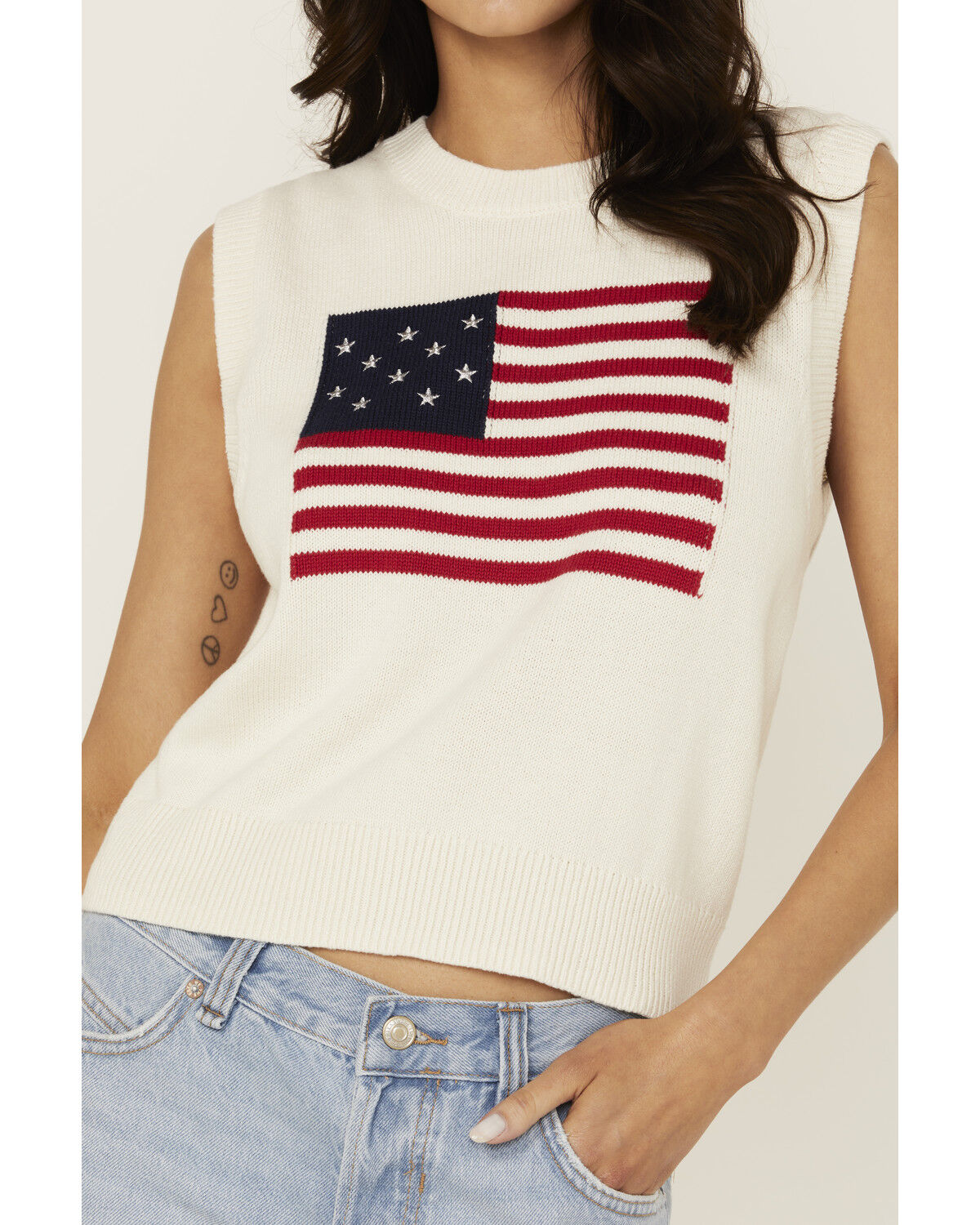 Image #3 - Sadie & Sage Women's Flag Sweater Tank, White, hi-res